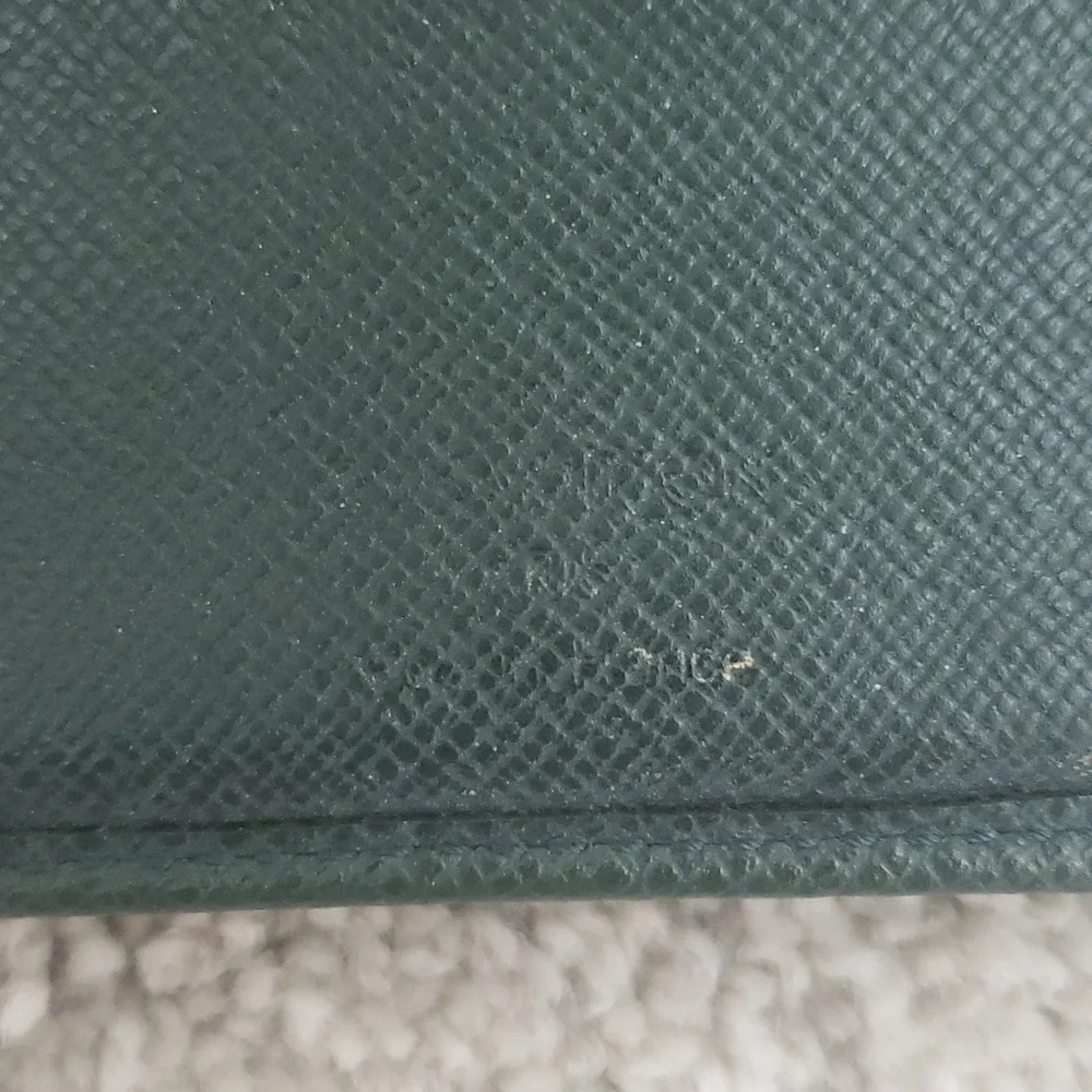 Louis Vuitton Green Taiga Bifold wallet Authentic With Wear